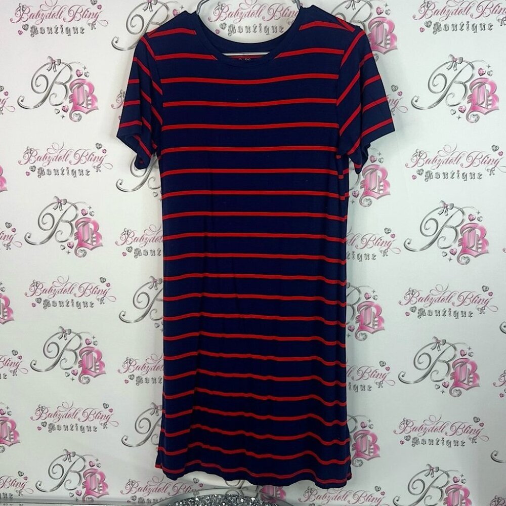 BCBGeneration dress nautical sailor stripes Navy and Red Striped Top